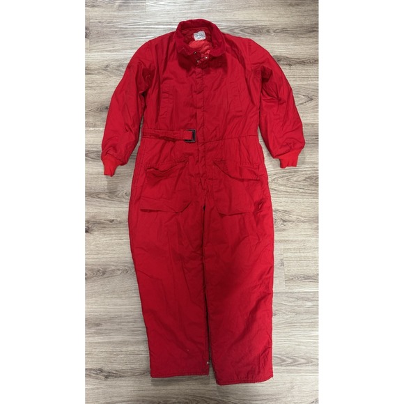 Vtg 1970s Red Snow Suit 40" Coverall Westernfield Montgomery Ward Medium Tall? - Picture 1 of 5